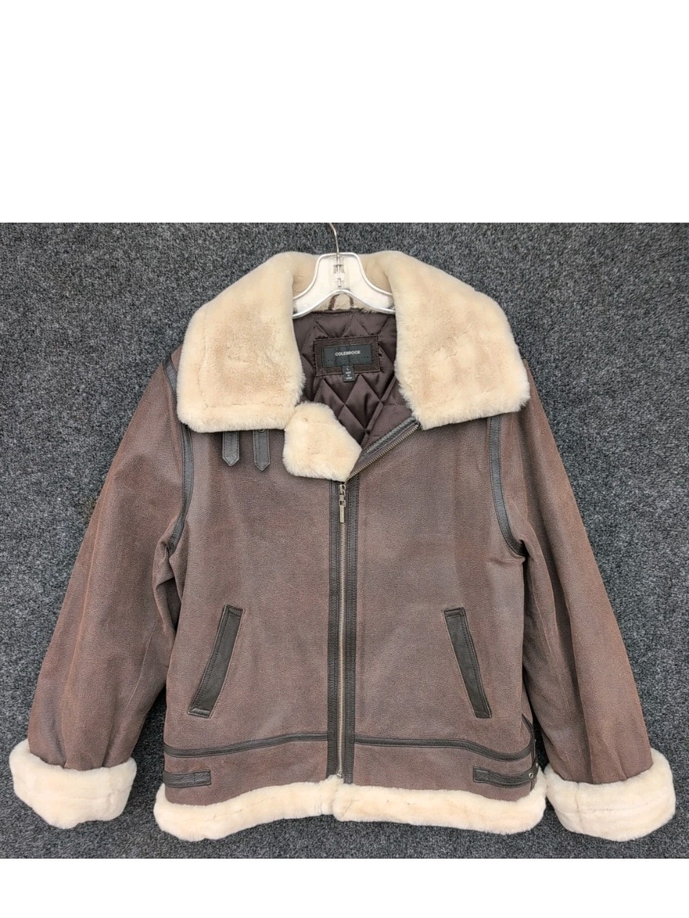 Colebrook Jacket Womens Large Brown B3 Leather Sherpa Fur Quilted Aviator Bomber